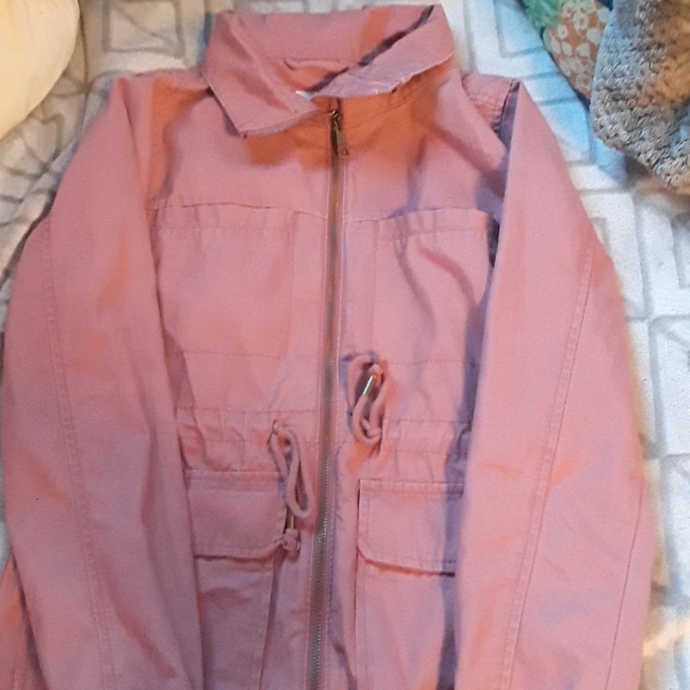 Blush pink old navy jacket over coat